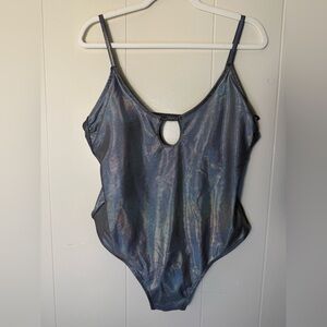 No Boundaries Black and Silver Holographic Swimsuit